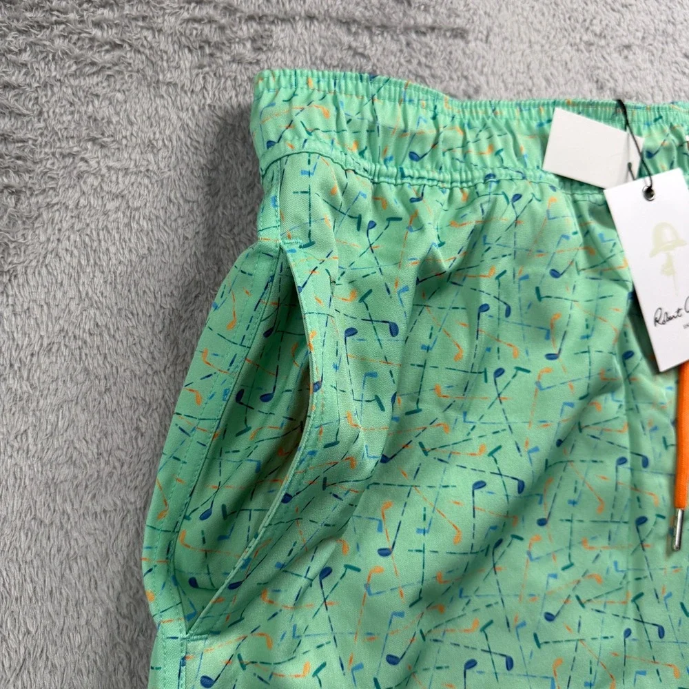 NWT Robert Graham Mens Golf Clubs Swim Trunks Green 2XL SMRG102